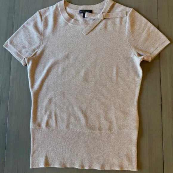 Brooks Brothers Shimmer Knit Short Sleeve Short Sleeve Sweater - Picture 2 of 12